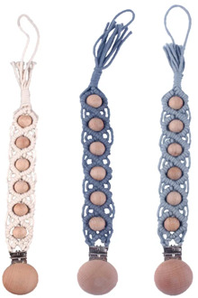 Macrame Baby Dummy Chain Infant Toddler Pacifier Clip Cotton Soother Chain Wooden Beads Teething Toy for Infant Feeding