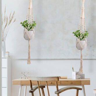 Macrame Bloem Plant Hangers Thuis Deur Mand Opknoping Plant Houder Geknoopt Bohemian Decor Plant Opknoping Tuin Decor @ B01 2stk