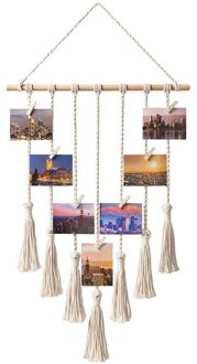 Macrame Foto Macrame Tapijt Geweven Muur Opknoping Foto Display Macrame Muur Opknoping Foto Organizer Bohemen Home Decor