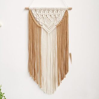 Macrame Geweven Muur Opknoping Bohemian Kleurblok Geometrische Wall Art Tapestry Decor Voor Slaapkamer Woonkamer geel
