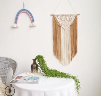 Macrame Geweven Muur Opknoping Bohemian Kleurblok Geometrische Wall Art Tapestry Decor Voor Slaapkamer Woonkamer koffie