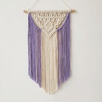 Macrame Geweven Muur Opknoping Bohemian Kleurblok Geometrische Wall Art Tapestry Decor Voor Slaapkamer Woonkamer Paars