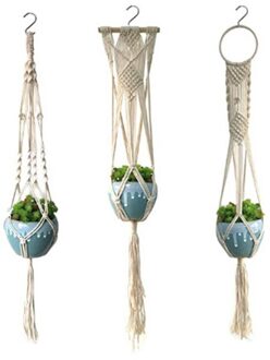 Macrame Plant Hangers Set Van 3 Indoor Muur Opknoping Planter Mand Bloempot Houder Home Decor Opknoping Planter 8YY1201429-A