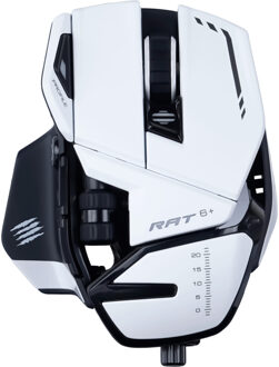 Mad Catz R.A.T. 6+ Gaming-muis Optisch Verlicht, Ergonomisch, Gewichtsreductie, Polssteun, Geïntegreerd profielgeheugen Wit, Zwart