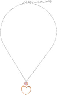 'Mada' Dames 925 Sterling Zilveren Ketting met Hanger - Zilver/Roze ZK-7389 Zilver en roségoud