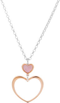 'Mada' Dames 925 Sterling Zilveren Set: Ketting + Armband + Oorbellen - Zilver/Roze SET-7389 Zilver en roségoud