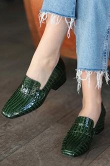 Maddy Green Crocodile Heels Shoes