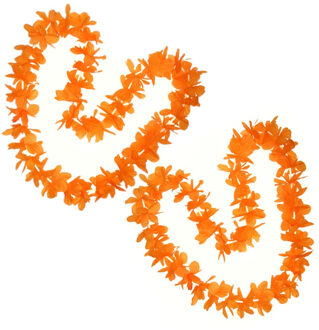 Made in Holland Pakket van 6x stuks oranje Hawaii krans slingers - Oranje supporter feestartikelen