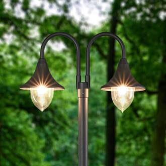 Madea buitenlamp, grijs, 2-lamps, 212 cm, E27, IP44 grafietgrijs, helder