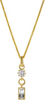 'Madelyn' Dames 925 Sterling Zilveren Set: Ketting + Oorbellen + Ring - Gouden SET-7583/G
