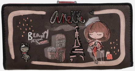 Mademoiselle portemonnee overslag multi Zwart