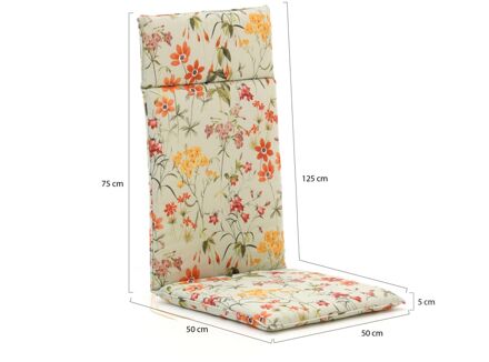 Madison Fiber tuinkussen hoog 125x50cm - Laagste prijsgarantie! Wit