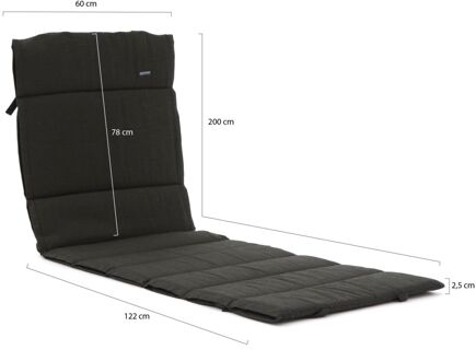 Madison Fiber tuinkussen voor ligbed 200x65cm - Laagste prijsgarantie! Zwart