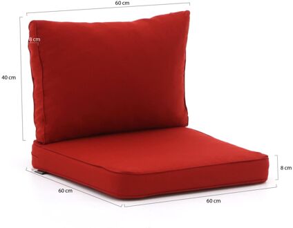 Madison loungekussenset luxe zit 60x60cm rug 60x40cm 2-delig - Laagste prijsgarantie! Rood