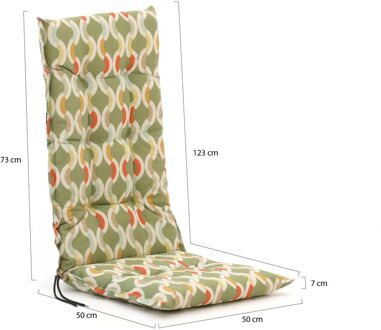 Madison tuinkussen hoge rug 123x50cm - Laagste prijsgarantie! Geel/Groen/Oranje