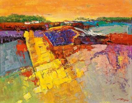 Madjid - Lavendelfeld Kunstdruk 90x70cm