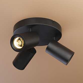 Madona - LED Plafondlamp - 3 spots - Excl. GU10 Fitting - Kantelbaar & Draaibaar - Rond - Aluminium Zwart