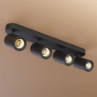 Madona - LED Plafondlamp - 4 spots - Excl. GU10 Fitting - Kantelbaar & Draaibaar - Rechthoekig - Aluminium Zwart