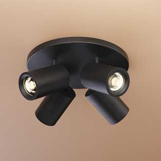 Madona - LED Plafondlamp - 4 spots - Excl. GU10 Fitting - Kantelbaar & Draaibaar - Rond - Aluminium Zwart