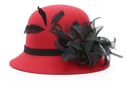MAERSHEI Mesh veer decoratieve hoed roze mesh hoed UV bescherming hoed zomer herfst elegante vrouw hoeden rood