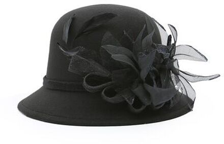 MAERSHEI Mesh veer decoratieve hoed roze mesh hoed UV bescherming hoed zomer herfst elegante vrouw hoeden zwart