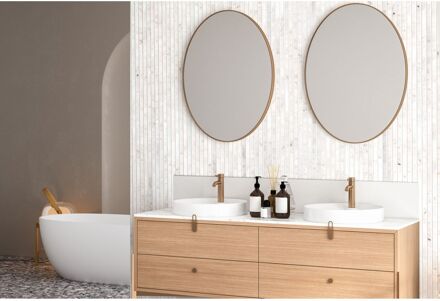 Maestro Latt Novo Lattenwand - Nude Marble + White - Vochtbestendig - 277x30cm - 16mm - 2 Stuks