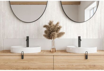 Maestro Latt Novo Lattenwand - Stucco Ivory + White - Vochtbestendig - 277x30cm - 16mm - 2 Stuks