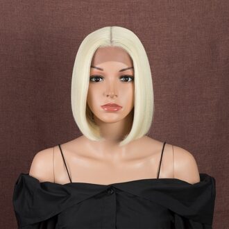 Magic 11Inches Zwart Bob Pruik Midden Deel Synthetische Front Lace Pruik Voor Zwarte Vrouwen Hoge Temperatuur Hittebestendige Vezel haar 613