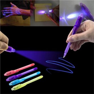 Magic 2 In 1 UV Graffiti Black Light Combo Creatieve Briefpapier Onzichtbare Inkt Pen Markeerstift Markeerstift Kantoor Voor kids
