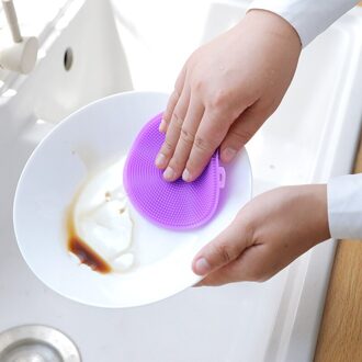 Magic Afwasborstel Schoon Borstel Multifunctionele Siliconen Schuursponsje Pot Pan Wassen Borstels Keuken Cleaner Wassen Tool paars