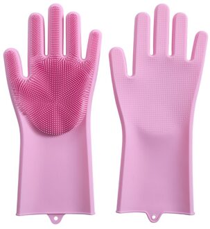 Magic Afwassen Siliconen Handschoenen Beschermen Hand Vuil Schoon Borstels Schoonmaken Tool Keuken Accessoires Wassen Fruit Groente Gadgets licht roze