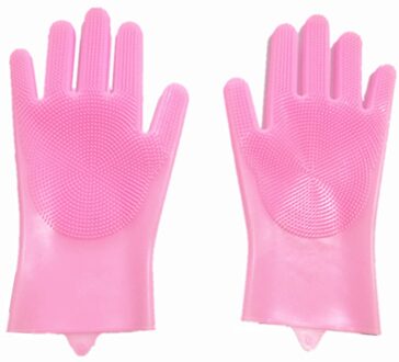Magic Afwassen Siliconen Handschoenen Beschermen Hand Vuil Schoon Borstels Schoonmaken Tool Keuken Accessoires Wassen Fruit Groente Gadgets licht roze