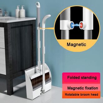 Magic Bezem En Stoffer Set Roestvrij Huishoudelijke Zachte Haar Floor Cleaning Bezem Magnetische Handvat Winddicht Stoffer Kruimel Collector Upgrade-2stk