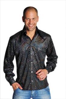 Magic Design Shirt Met Pailletten Heren Polyester Zwart