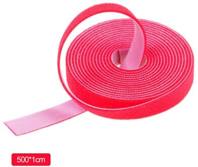 Magic Draad Organisator Kabelhaspel 5M Haak Kabelbinders Zelfklevende Sluiting Tape Bandjes Tape Draad Lijn Tie Diy accessoires rood