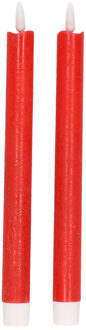 Magic Flame 2x Rode LED kaarsen/dinerkaarsen 25,5 cm