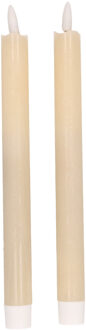 Magic Flame Dinerkaarsen - LED - 2x stuks - creme wit - 25 cm - met glitters
