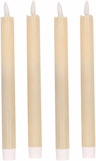 Magic Flame Dinerkaarsen - LED - 4x stuks - creme wit - 25 cm - met glitters