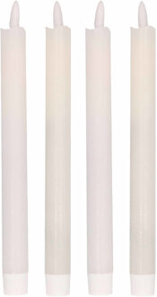 Magic Flame Dinerkaarsen - LED - 4x stuks - wit - 25 cm - met glitters