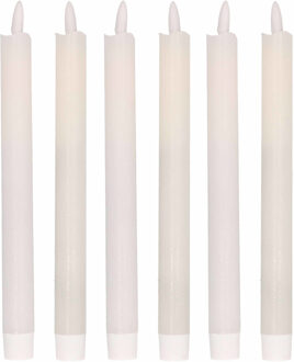 Magic Flame Dinerkaarsen - LED - 6x stuks - wit - 25 cm - met glitters