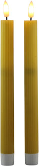 Magic Flame Led dinerkaarsen - 2x stuks - geel - 25,5 cm - met timer