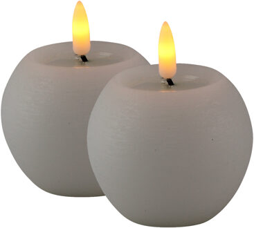 Magic Flame LED kaarsen/bolkaarsen - 2x st - rond - wit - D8 x H7,5 cm