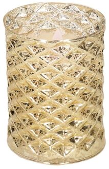 Magic Flame Luxe LED kaars - in glas - goud structuur - 9,5 cm