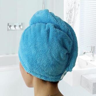 Magic Quick Droog Haar Hoed Vrouwen Badkamer Super Absorberende Microfiber Handdoek Droog Haar Cap Blauw