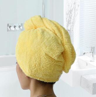 Magic Quick Droog Haar Hoed Vrouwen Badkamer Super Absorberende Microfiber Handdoek Droog Haar Cap Geel