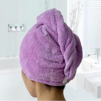 Magic Quick Droog Haar Hoed Vrouwen Badkamer Super Absorberende Microfiber Handdoek Droog Haar Cap Paars