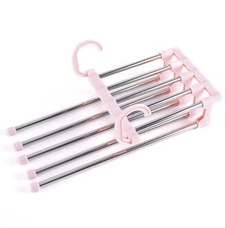 Magic Ruimtebesparend Broek Hangers Houders Broek Hanger Magazijnstelling Kleerhanger Space Saver Kast Closet Organizer roze
