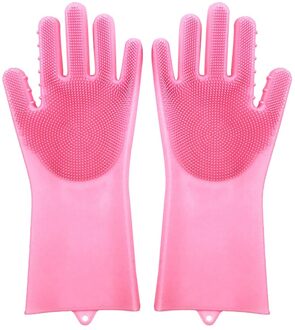 Magic Silicone Vaatwasser Wassen Handschoenen Keuken Accessoires Handschoen Schotel Huishoudelijk Gereedschap Voor Cleaning Auto Huishouden roze