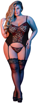magic silk Merry Widow en G-String Set - 2X - Zwart