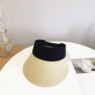 Magic Tape Panama Vrouwen Strooien Hoed Lege Top Zomer Hoed Zon Outdoor Sport Vissen Strand Chapeau Кепка Женская Beige